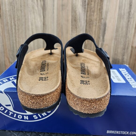 Womens Birkenstock Gizeh BS size 7 (Euro 38) Black Leather Flip Flops Sandals - Picture 4 of 8
